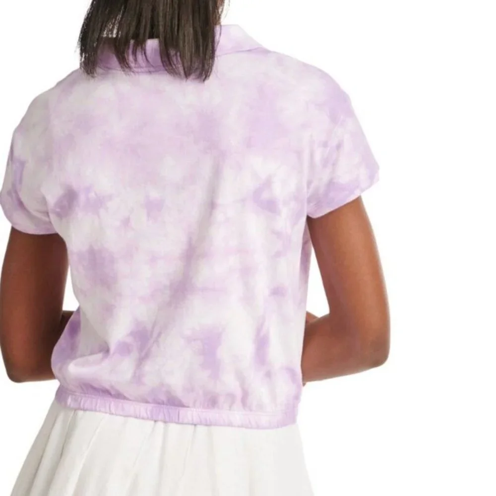 JUSTICE Polo Tie-Dye Purple Cinch Bottom Shirt GIRLS SIZE XS 5-6 NEW